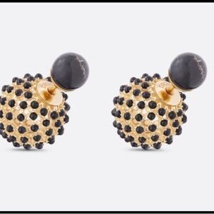 Dior tribal Tribales Black and Gold Stud Earrings